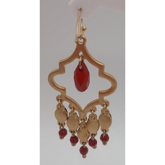 Lia Sophia Cider Gold Tone Dangle Earrings Signed - Picture 5 of 10